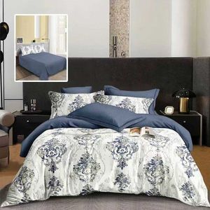 Lenjerie de pat din finet cu 6 piese, cearceaf pat clasic, cearceaf pilota 200 x 230 cm, 2 fete perna 50 x 70 cm si 2 fete perna 70 x 70 cm blue royal imagine