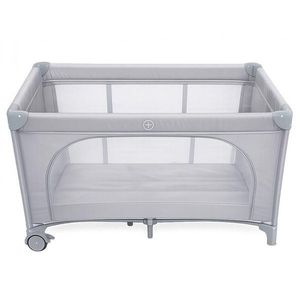 Patut pliabil pentru copii Nichiduta Grey, cu doua nivele, multifunctional 2 in 1, cadru din otel, material poliester 210D, roti cu franare, dimensiune 125 x 65 x 77 cm, geanta de transport inclusa imagine