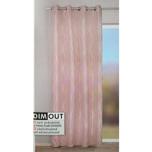 Draperie dimout cu inele Cannes Dimout roz gold L 135 x H 245 cm imagine