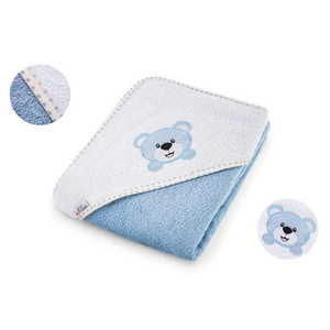Prosop cu capison pentru copii, Bocioland Blue Teddy, 100 bumbac, dimensiune 80 x 80 cm imagine