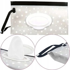 Cutie portabila pentru servetele umede Bocioland Grey, cu capac, etansare dubla, agatatoare practica cu capsa, dimensiune 24x13.5x5 cm imagine