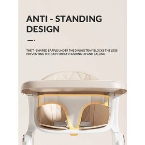 Scaun de masa pentru copii Little Mom grey, sistem anti-ridicicare, centura de siguranta, echipat cu roti, tavita de masa detasabila, pliere rapida si compacta, dimensiune 54 x 67 x 88 cm imagine