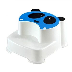 Treapta inaltatoare Little Mom Panda Blue pentru copii, dubla, cu doua nivele de inaltare cu textura antiderapanta, dimensiune 36 x 32.4 cm imagine