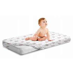 Cearceaf cu banda elastica pentru pat copii, dimensiune 120 x 60 cm, 100 bumbac, BabyMam Unicorn imagine