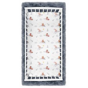 Cearceaf cu banda elastica pentru pat copii dimensiune 120 x 60 cm 100 bumbac, BabyMam Paper Planes imagine