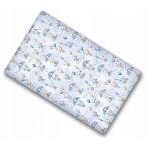 Cearceaf cu banda elastica pentru pat copii dimensiune 120 x 60 cm 100 bumbac, BabyMam Blue Parachute imagine