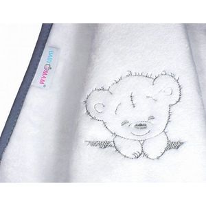 Paturica din plus pentru copii BabyMam, dimensiune 75 x 100 cm, model brodat White Teddy Bear imagine