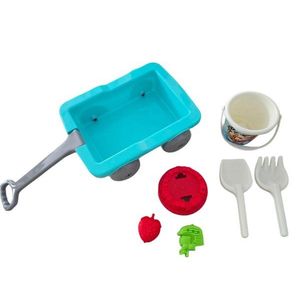 Set carucior pentru copii cu galetusa, jucarii de nisip si unelte Pilsan Carriage Turcoaz imagine