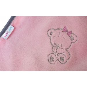Paturica din plus pentru copii BabyMam, dimensiune 75 x 100 cm, model brodat Pink Teddy Bear imagine