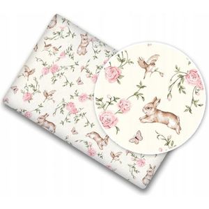 Cearceaf cu banda elastica pentru pat copii dimensiune 140 x 70 cm, 100 bumbac, BabyMam pink garden imagine