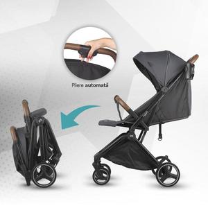 Carucior pentru copii Hapi Marlin Petrol Grey ultrapliabil cu pliere automata, copertina cu protectie UV, spatar reglabil, pozitie verticala dupa pliere, certificat pana la 22 kg imagine