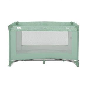 Patut pliabil pentru copii Lorelli Torino Green cu saltea inclusa si usa laterala cu fermoar imagine