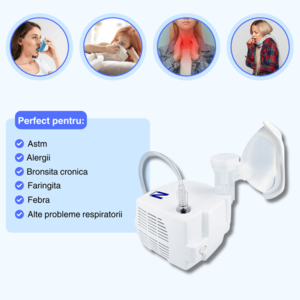 Aparat de aerosoli Novama N, nebulizator cu compresor, functionare continua, sistem de economisire a medicamentului, fabricat fara bisfenol si ftalati cu masca pentru copii si adulti SoftTouch si mustiuc imagine