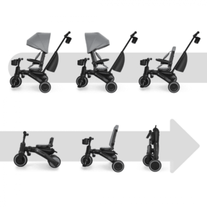 Tricicleta pentru copii Kinderkraft Jazz 3 Gri, pliabila, scaun rotativ, spatar reglabil, maner ajustabil imagine