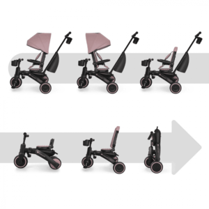 Tricicleta pentru copii Kinderkraft Jazz 3 Roz, pliabila, scaun rotativ, spatar reglabil, maner ajustabil imagine