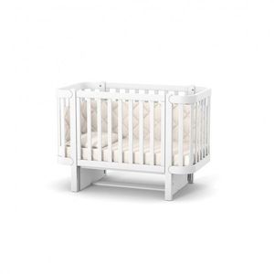 Patut pentru copii 120x60 cm din lemn masiv de fag 0-4 ani LD5 Monaco Alb inaltimea saltelei reglabila in 4 nivele, laterala detasabila imagine