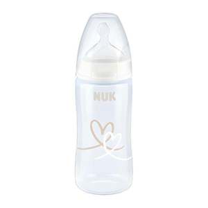 Biberon cu tetina din silicon Nuk First Choice 300 ml 0-6 luni Alb inima imagine