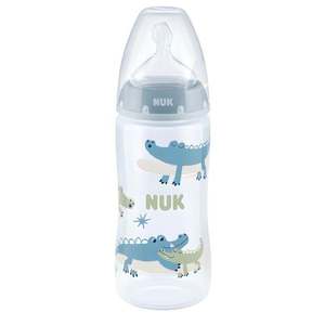 Biberon cu tetina din silicon Nuk First Choice 300 ml 0-6 luni Albastru animale imagine