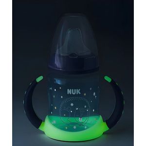 Cana cu cioc din silicon Nuk First Choice 150 ml cu toarte fluorescente, Albastru imagine