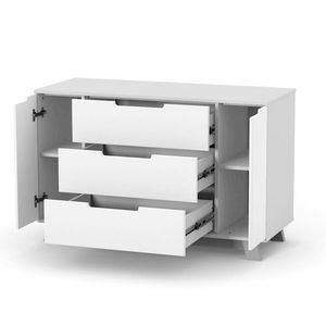 Comoda pentru copii cu 3 sertare, model 1200, colectia Manhattan, alb-gri imagine