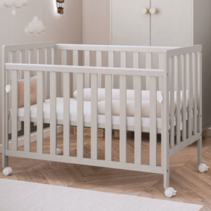 Patut din lemn Bambi casmir cu laterala culisanta, roti cu blocare si protectie silicon pentru dentitie, 120 x 60 cm imagine