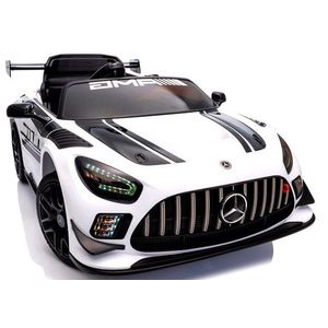 Masinuta electrica cu telecomanda pentru copii Mercedes GT3 Evo Alb 114x69x45 cm, varsta 1-5 ani, roti Eva, scaun din piele Eco, putere 90W imagine