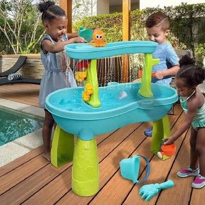 Masuta de joaca cu apa si nisip Matadi Play Time cu 18 accesorii incluse, nivel cu efect de ploaie, angrenaj mobil pentru efect cascada, dimensiune 62x37x57 cm imagine
