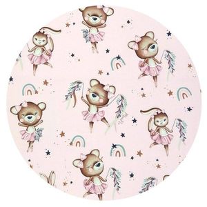 Paturica pentru scoica si carucior MimiNu cu gluga si urechi 90x90 cm Little Ballerina Pink imagine