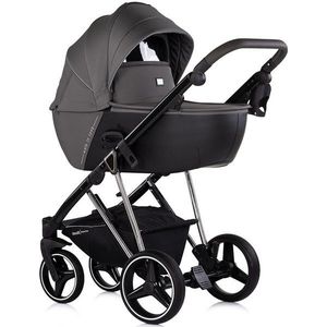 Carucior 3 in 1 pentru copii Chipolino Imperium Charcoal, cadru din aluminiu, sezut reversibil, maner reglabil, roti cu suspensii, pozitie anti-reflux, greutate admisa 22 kg imagine