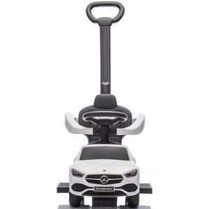 Masinuta de impins cu maner Chipolino Mercedes Benz C-Class White cu bara de siguranta, suport pentru picioare, spatiu depozitare, volan cu sunete, greutate admisa 25 kg imagine