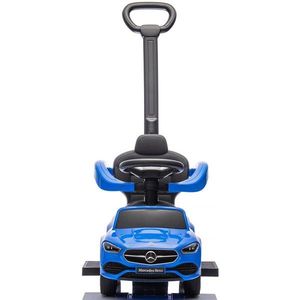 Masinuta de impins cu maner Chipolino Mercedes Benz C-Class Blue cu bara de siguranta, suport pentru picioare, spatiu depozitare, volan cu sunete, greutate admisa 25 kg imagine