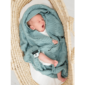 Paturica impletita din lana merinos 80x100 cm Salvie imagine