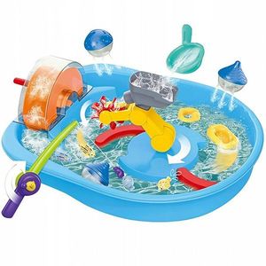 Piscina educationala pentru copii Matadi Funny Fishing cu elemente mobile, undita pentru pescuit, moara de apa, figurine incluse imagine