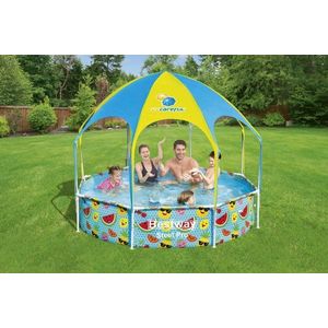 Piscina cu cadru metalic Bestway SteelPro cu pavilion albastru 244x51 cm imagine