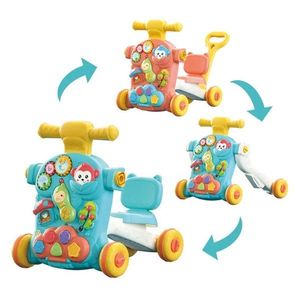 Antepremergator pentru copii, Malplay Green, multifunctional 3in1, cu panou educativ-interactiv detasabil, telefon, angrenaje rotative, roti antiderapante, ghidon inaltime ajustabila, dimensiune 44 x 48 x 48 cm imagine