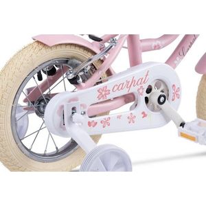 Bicicleta pentru copii 2-4 ani Carpat C12178A Roz 12 inch cu roti ajutatoare si cosulet imagine