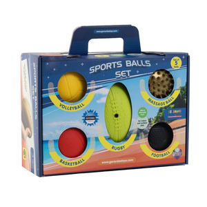 Set 5 mingi sport pentru copii Gerardos Toys mini mingi usoare si rezistente, indoor outdoor, fotbal, baschet, volei, rugby si minge de masaj, potrivite pentru coordonare si joaca activa imagine