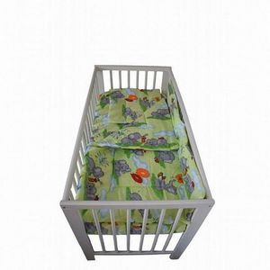 Lenjerie din bumbac cu 3 piese pentru patut Novokids Elefant Verde imagine