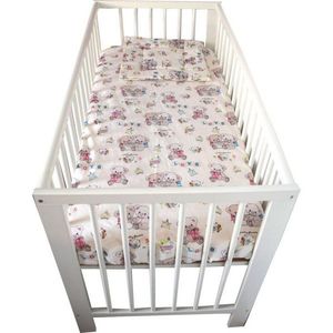 Lenjerie din bumbac cu 3 piese pentru patut Novokids Ursuleti Love Alb imagine