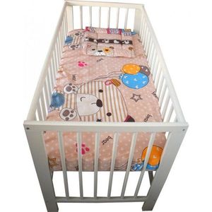 Lenjerie din bumbac cu 3 piese pentru patut Novokids Ursulet Baloane Multicolor imagine