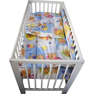 Lenjerie din bumbac cu 3 piese pentru patut Novokids Ursulet Palarie Albastru imagine