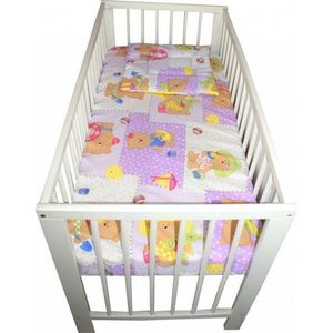 Lenjerie din bumbac cu 3 piese pentru patut Novokids Ursulet Palarie Mov imagine