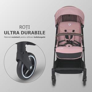 Carucior sport autofold Coccolle Melia Blush Rose, cadru aluminiu anodizat, Copertina XXL cu protectie UV 50+, pozitie verticala dupa pliere, certificat pana la 22 kg imagine
