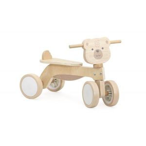 Tricicleta din lemn fara pedale pentru copii PolarB Viga Ursulet maro imagine
