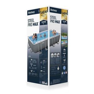 Piscina patrata cu cadru Bestway Steel Pro Max cu pompa de filtru 549 x 274 x 122 cm gri imagine
