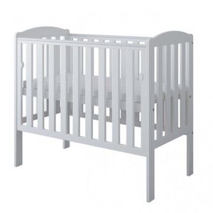 Set Patut din lemn Nichiduta Tobi White 100x50 cm cu saltea inclusa, laterala culisanta, margine din silicon, design modern, margini rotunjite, 3 nivele de reglare somiera imagine