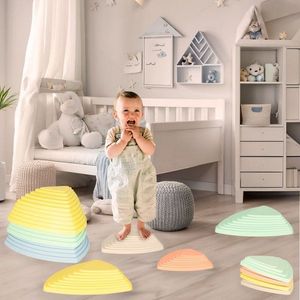 Set 11 pietre de echilibru pentru copii pastel, design ergonomic si inaltimi variabile imagine