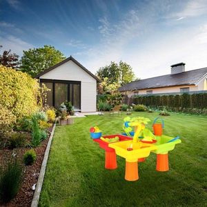 Masuta de activitati Multicolor, pentru joaca cu apa si nisip, include 24 accesorii, dimensiune 45 x 45 x 37 cm imagine