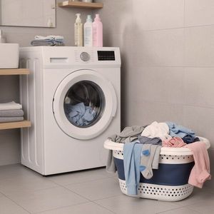 Cos de rufe pliabil Ikonka WhiteBlue, spatios si compact, din silicon 32L imagine