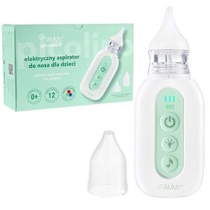Aspirator nazal electric pentru copii din prima zi de viata Vitammy Picolino 7 cu 2 capete de schimb, 3 niveluri de putere, 12 melodii, iluminare colorata si incarcare USB-C imagine